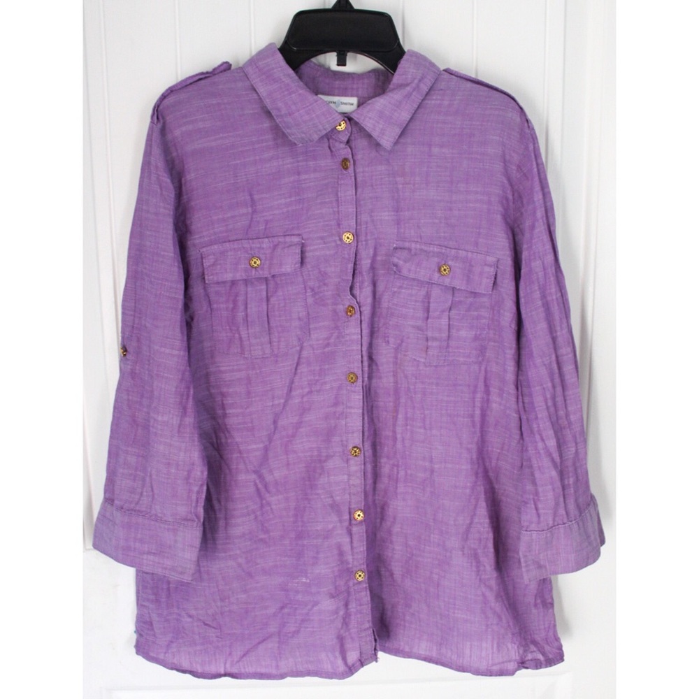 (Sold)Jaclyn Smith Purple Button Down